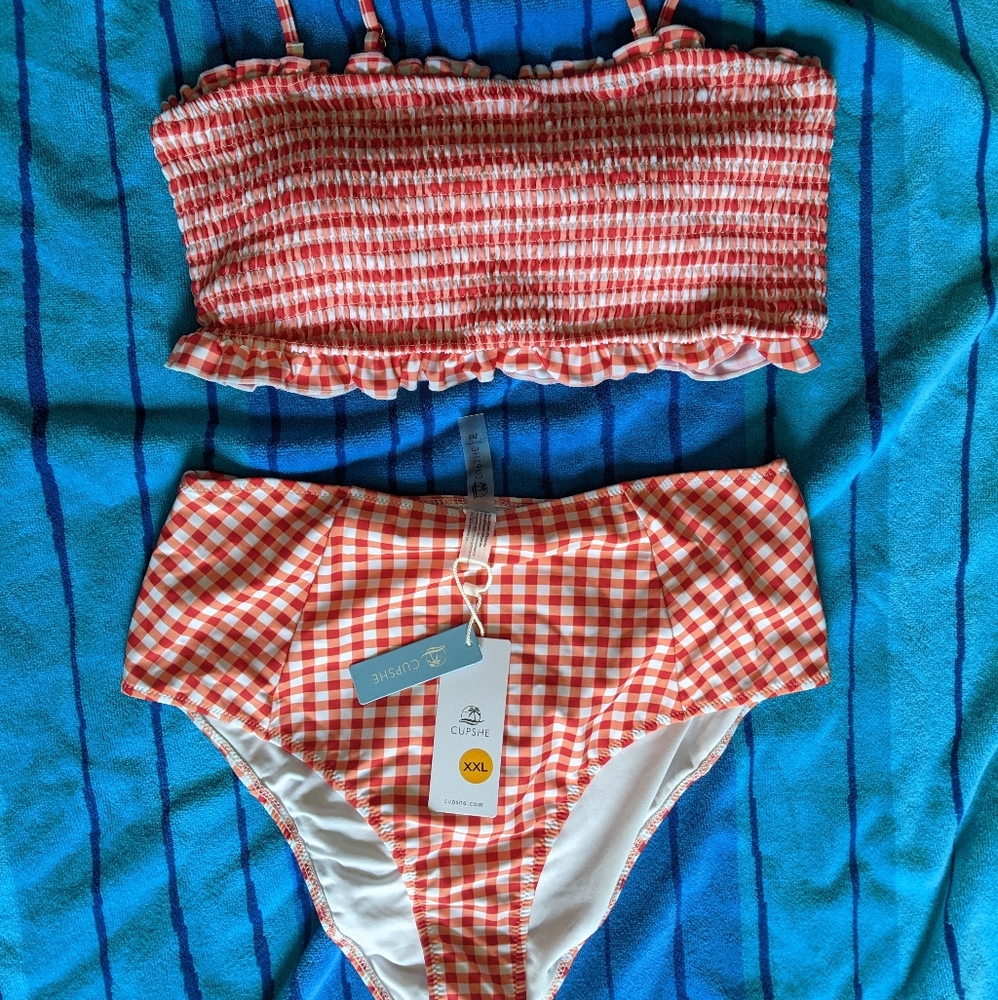 Cupshe Orange Gingham Bikini